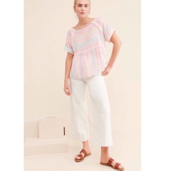 Anthropologie Letty Embroidered colorful stitching Babydoll Top blouse - Picture 5 of 16